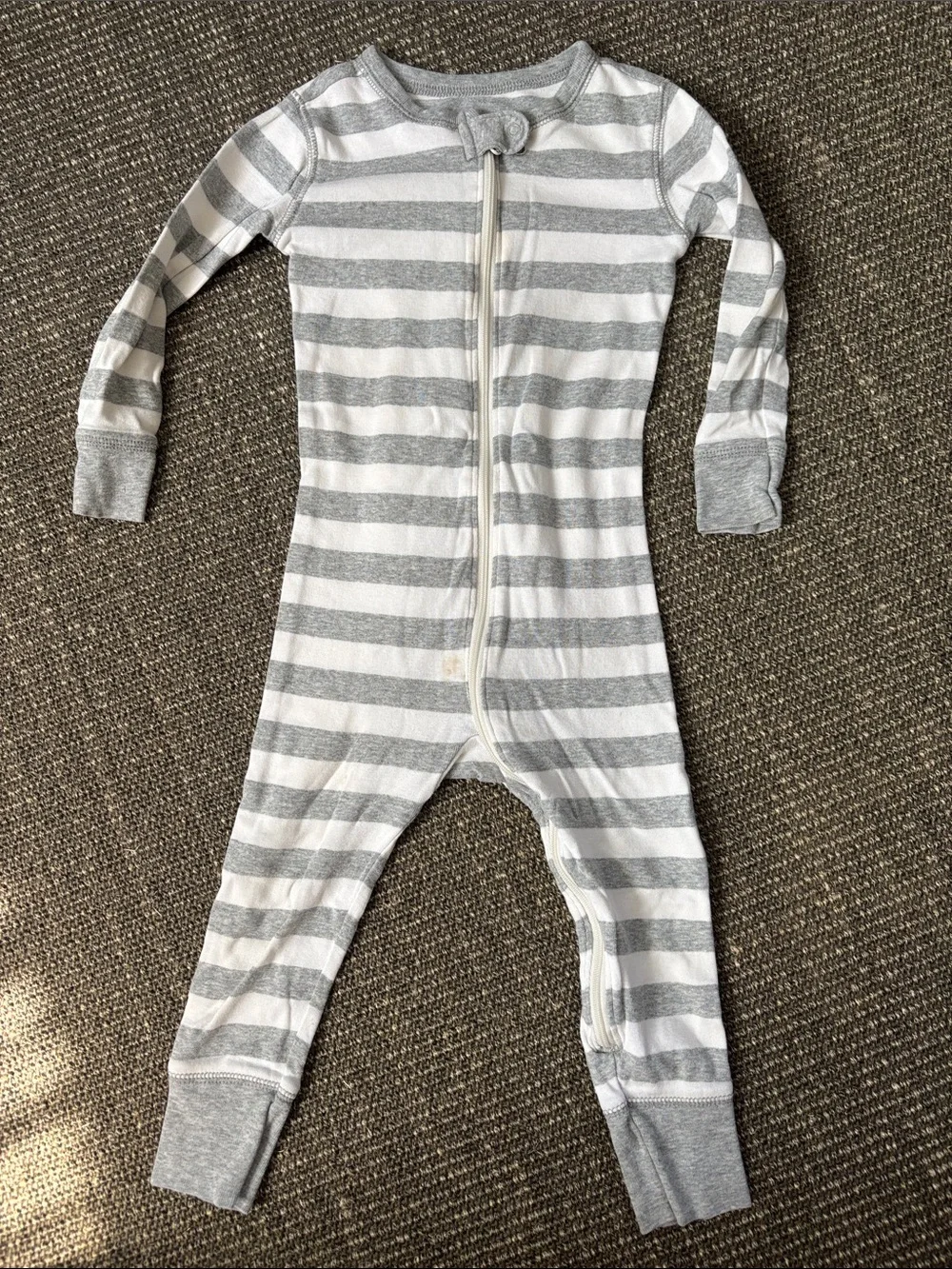 Old Navy Grey and White Striped Zip One-Piece
